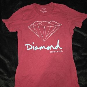 Diamond Supply Co. Crimson Tee with White Graphic